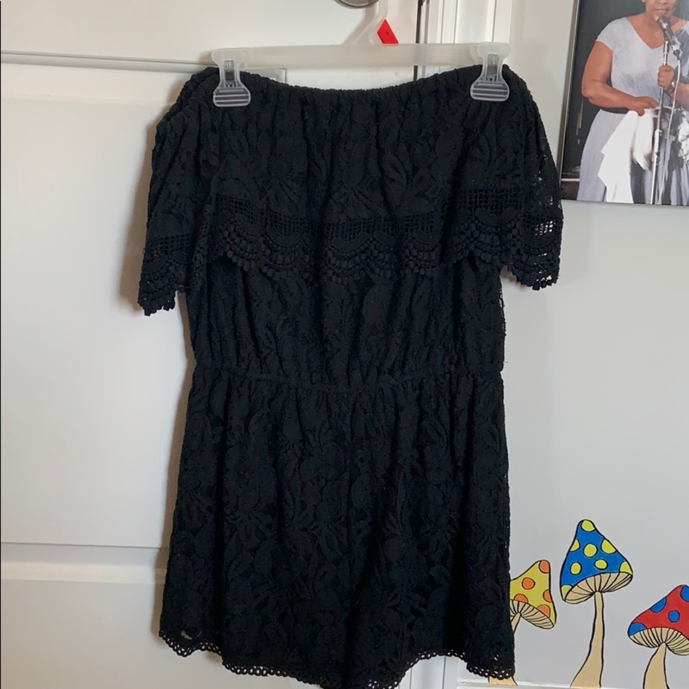 Off the shoulder floral black romper